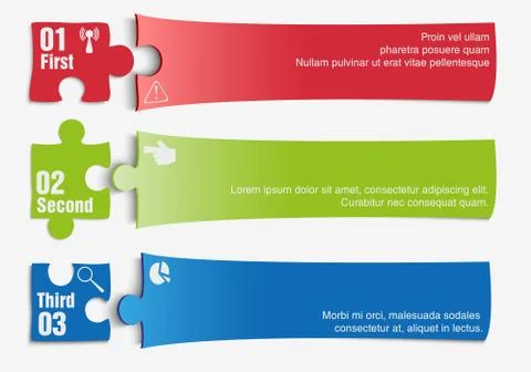 One two three progress steps Stock Illustration