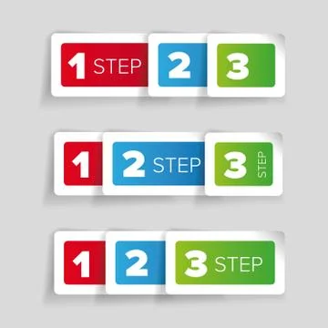 One two three - progress steps vector label Stock Illustration