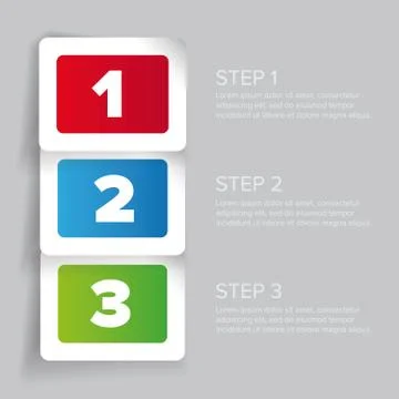 One two three - progress steps vector label Ilustración de archivo