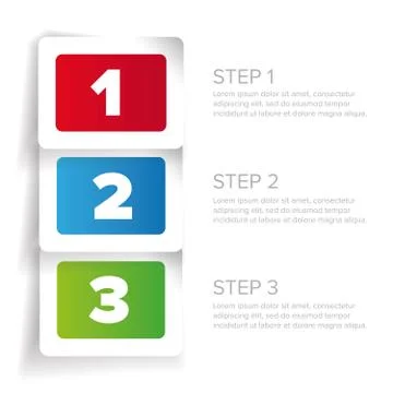 One two three - progress steps vector label Ilustración de archivo