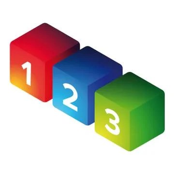 One Two Three steps cubes Illustrazione stock