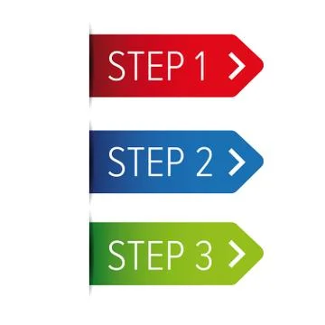 One Two Three steps ribbon Stock Illustration