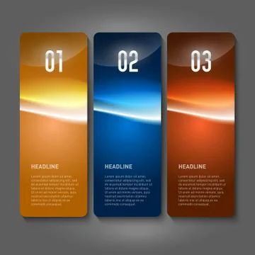 One two three - vector paper progress glossy steps. - Illustration Stock Illustration