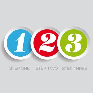 One two three - vector progress steps Illustrazione stock