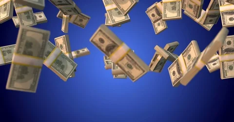 One undread dollars falls 100 Stock Footage 80556495
