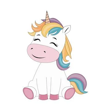 One unicorn on a white background Stock Illustration