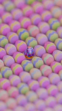 One unique Easter egg standing out among many identical ones in a patterned.. Stock Photos