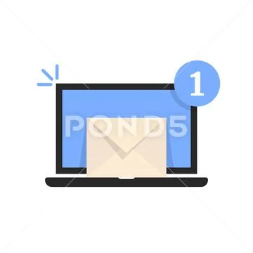 One unread email message in laptop: Graphic #144535977