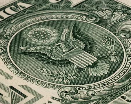 One US dollar with the eagle close-up Stock Photos