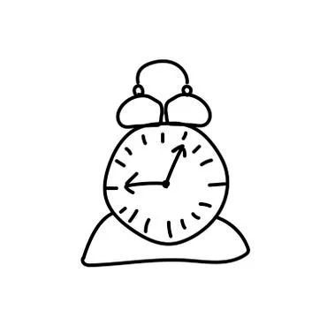 One vector alarm clock hand drawn black line.A thing for studying Stock Illustration