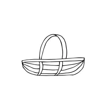 One vector basket with hand drawn clip art. Black gardening illustration Stock Illustration