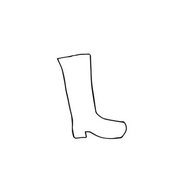One vector boot hand drawn clip art. Black gardening illustration Stock Illustration
