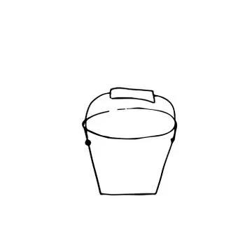 One vector bucket hand drawn clip art. Black gardening illustration Stock Illustration