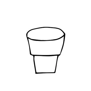 One vector flower pot hand drawn clip art. Black gardening illustration Stock Illustration