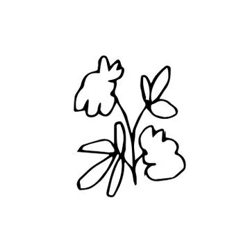 One vector flowers hand drawn clip art. Black gardening illustration Stock Illustration
