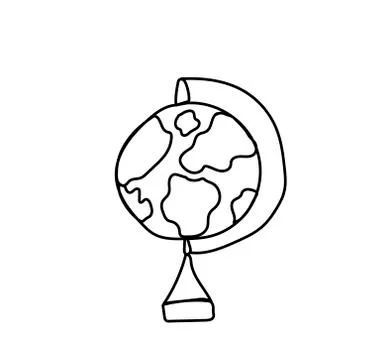 One vector globe hand drawn black line.A thing and an accessory Stock Illustration