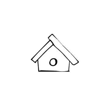 One vector nesting box hand drawn clip art. Black gardening illustration Stock Illustration