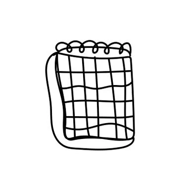 One vector notebook hand drawn black line.A thing and an accessory Stock Illustration