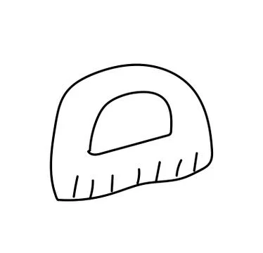 One vector protractor hand drawn black line.A thing and an accessory Stock Illustration