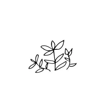 One vector sprout with hand drawn clip art leaves. Black gardening Stock Illustration
