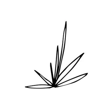 One vector sprout with hand drawn clip art leaves. Black gardening Stock Illustration