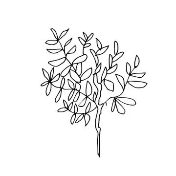 One vector tree hand drawn clip art. Black gardening illustration line art Stock Illustration