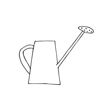 One vector watering can hand drawn clip art. Black gardening illustration Stock Illustration