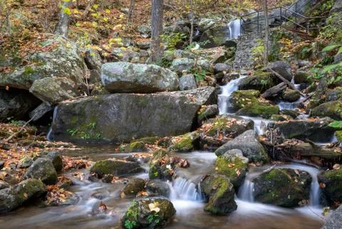 One of the vertical segments of crab tree falls. located off the blue ridge p Stock Photos