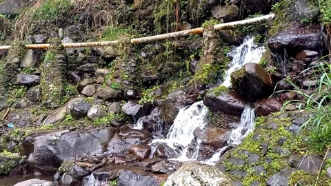 One of Views Beautiful Sublime WaterFall Areas in Bogor Stock Footage 236773228
