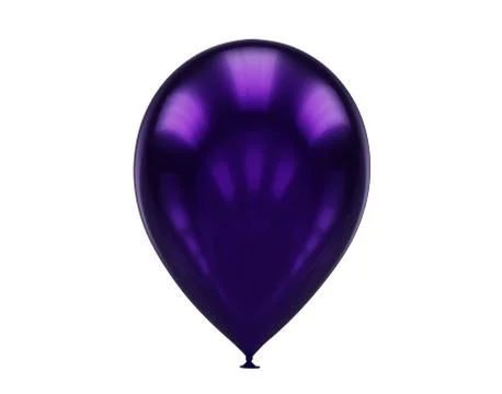 One violet balloon close up isolated on white, 3d render Stock Illustration