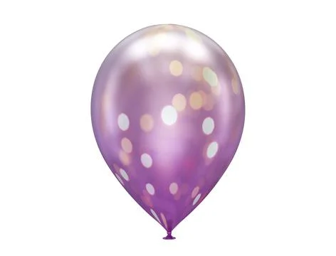 One violet balloon with glitters close-up isolated on white, 3d render Stock Illustration