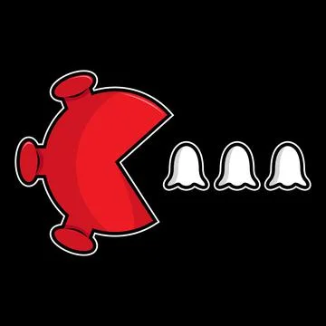 One virus chasing three ghosts vector illustration Stock Illustration