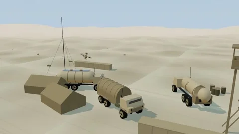 One way attack drone hits supply depot in daylight aerial view 스톡 동영상 342333110