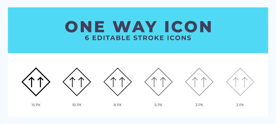 One way icon set with different stroke. Vector illustration with editable s.. Stock Illustration