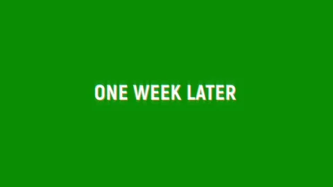 One week later text glitching modern effect for movie word animation Stock Footage 313335699