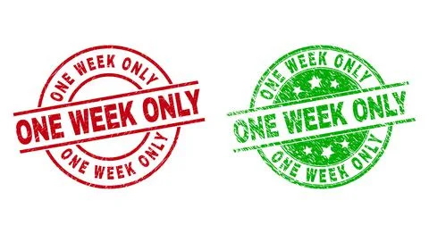 ONE WEEK ONLY Round Watermarks with Grunged Surface Stock Illustration