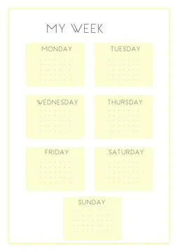 One week writing sheets vector Stock Illustration