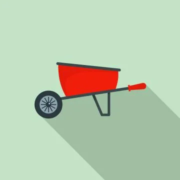 One wheel barrow icon, flat style Stock Illustration