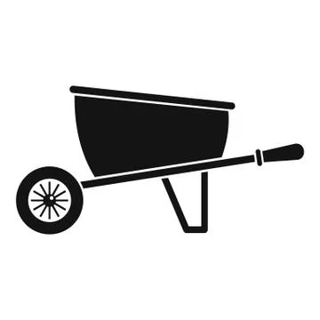 One wheel barrow icon, simple style Stock Illustration