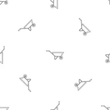 One wheel barrow pattern seamless vector Stock Illustration