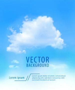 One white cloud in the blue sky. Vector background Stock Illustration