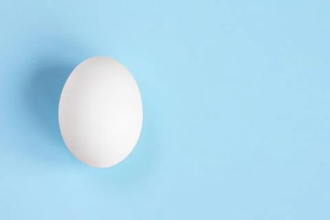 One white egg on a blue background. Creative concept in the style of minimali Stock Photos
