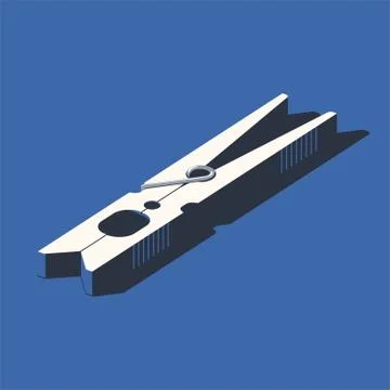 One white pin on blue background. Isometric concept Stock Illustration