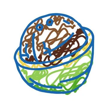 One whole coconut icon doodle illustration Stock Illustration