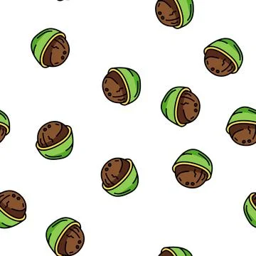 One whole coconut vector seamless pattern Illustrazione stock