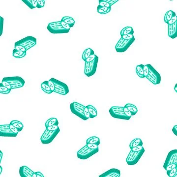 One whole cucumber isometric icon seamless pattern Stock Illustration