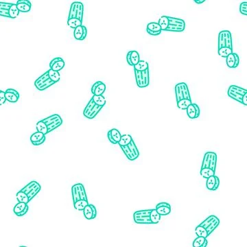 One whole cucumber vector seamless pattern Stock Illustration