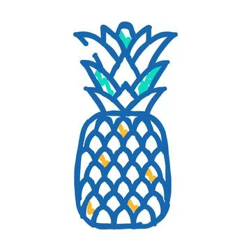 One whole pineapple icon doodle illustration Stock Illustration