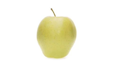 One whole yellow apple rotating. Isolated on white background. Stock Footage 169746802