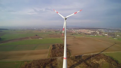 One Wind turbine from the front Stock Footage 93191143